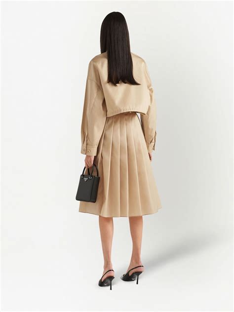 Prada Re Nylon Pleated Midi Skirt Neutrals FARFETCH