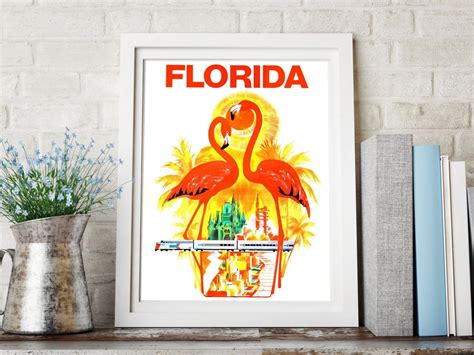 Vintage Florida Travel 70 S Bright Colors Vintage Florida Wall Art