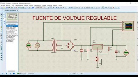 Simulacion De Fuente De Voltaje Variable Proteus Youtube