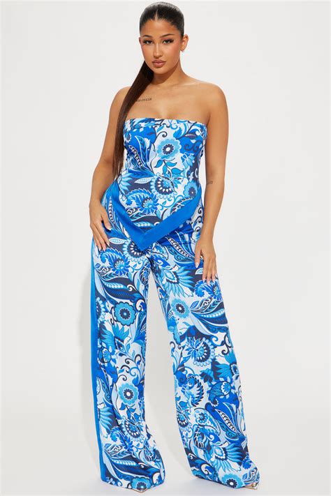 Kiki Satin Pant Set Blue Fashion Nova Matching Sets Fashion Nova