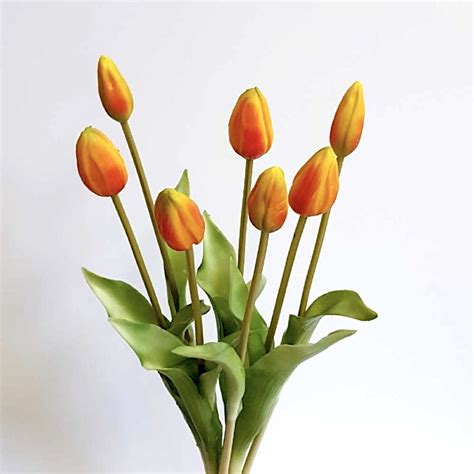 Kunstblume Kunstpflanze Tulpen 7er Bund Orange H 43 Cm