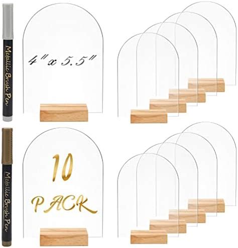 Amazon Anglecai Pcs Clear Arch Acrylic Sign With Wood Stand