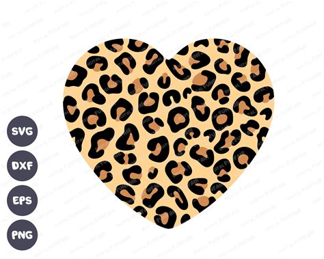 Leopard Print Svg Leopard Heart Svg Valentine Svg Leopard Etsy