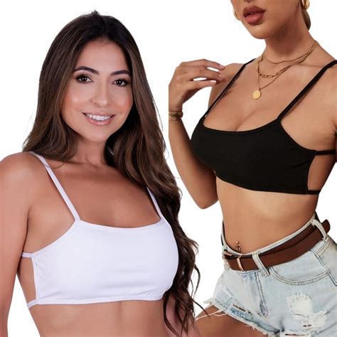 Kit Top Faixa Cropped Fitness Costa Nua Moda Gringa Blogueira