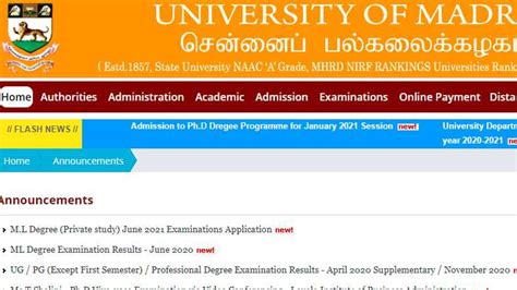 Madras University Ugpg Results Declared Heres Direct Link To Check