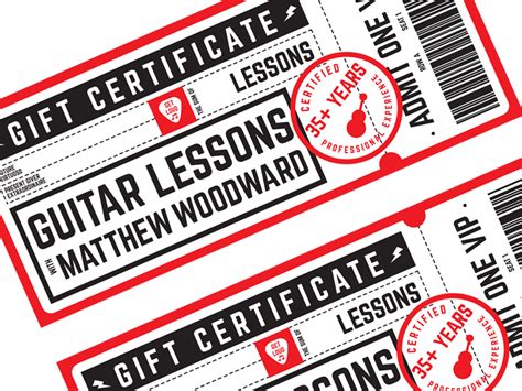 Printable Guitar Lesson Gift Certificate Template Printable Templates