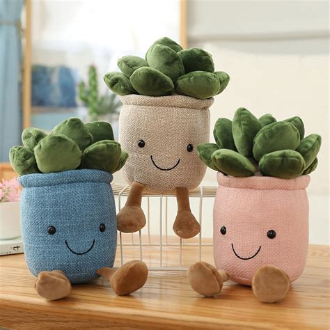 25cmKawaii Succulent Plants Potted Plush ToyStuffed Smiley Etsy