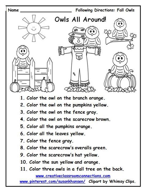 Following Directions Coloring Worksheets