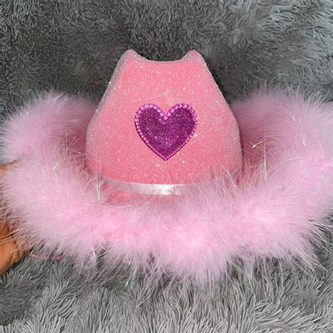 Cowboy Party Hat Pink Heart Bachelorette Parties Birthdays Fast Shipping Etsy Pink Cowboy