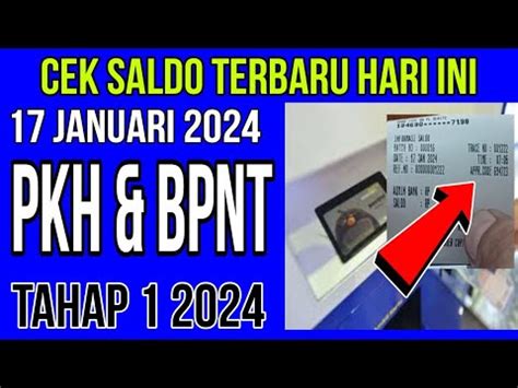 HASIL CEK SALDO PKH BPNT TAHAP 1 2024 TERBARU HARI INI 17 JANUARI DI