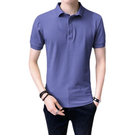 Polo Shirt Men S Trendy Brand Short Sleeved Solid Color Korean Style