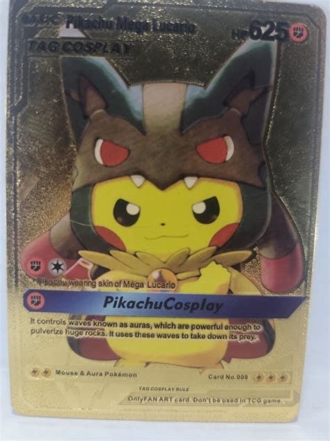 Pikachu Tag Cosplay Mega Lucario Gold Foil Fanart Pokemon Card Values