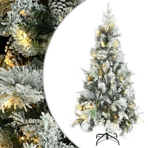 Prolenta Premium Kerstboom Met LED S Dennenappels En Sneeuw 225 Cm