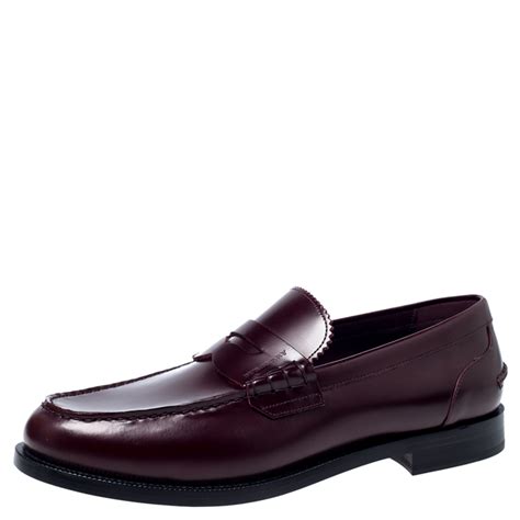 Burbery Burgundy Leather Bedmont Penny Loafers Size 445 Burberry The Luxury Closet