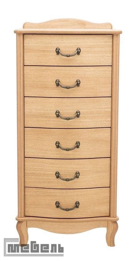 Комод "Джульетта" узкий (6 ящиков) Светлый дуб | С-Мебель
