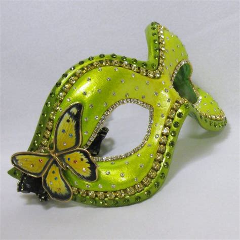 Green And Yellow Masquerade Mask Venetian Style Eve 15000 Via