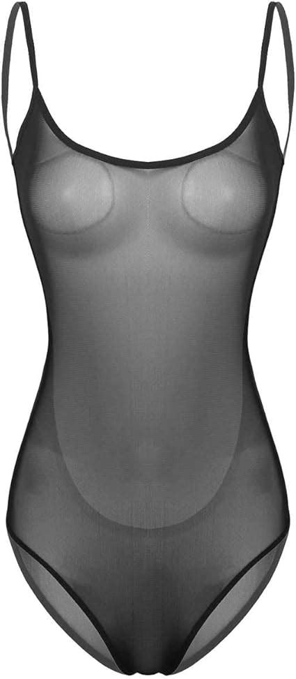 Feeshow Damen Teddy Body R Ckenfrei Transparent Bodysuit Stringbody