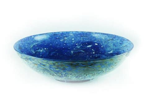 Blue Swirl Monart Glass Bowl British 20th Century Glass