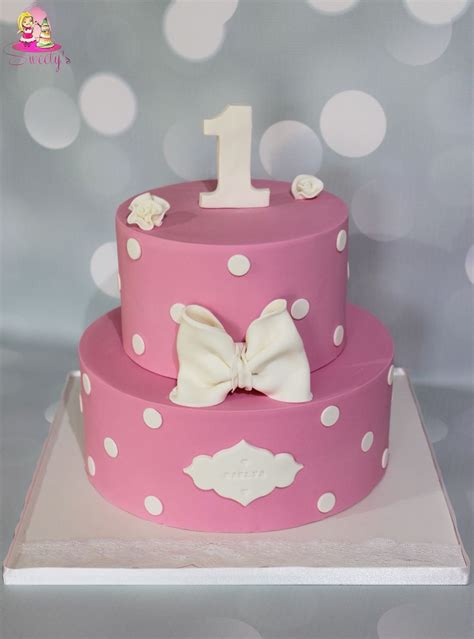 Baby Girl 1 Year Fondant Cake Pink Baby Girl Fondant Cake Gateau