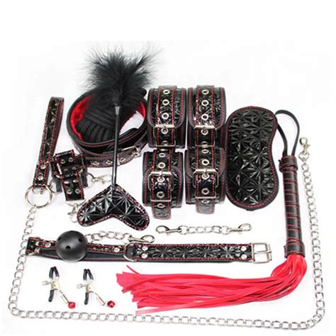 Hot Sale Pu Leathe 10pcs Set Adult Games Bdsm Bondage Restraint Sm Kit