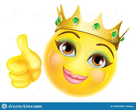 Koningin Princess Emoticon Gold Crown Cartoon Face Vector Illustratie