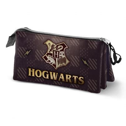 Trousse Rectangulaire HARRY POTTER Hogwarts Brun 3 Compartiments Chez