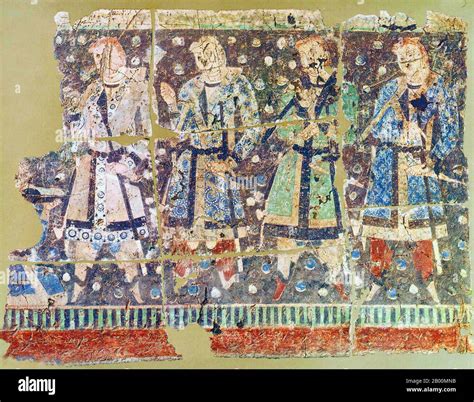 China Mural Of Donors From The Kizil Thousand Buddha Caves Xinjiang