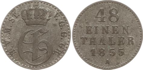 Mecklenburg Strelitz Großherzogtum 1 48 Taler 1855 A Georg 1816