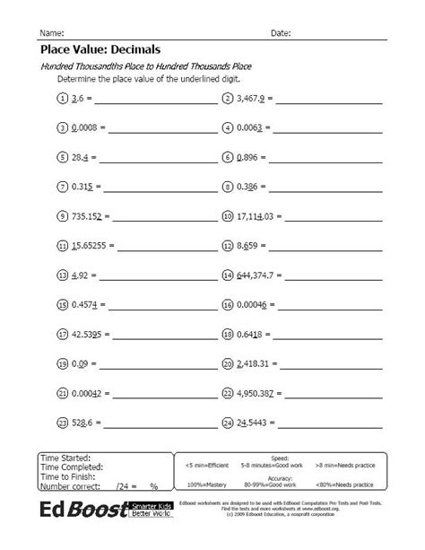 5th Grade Place Value Worksheets