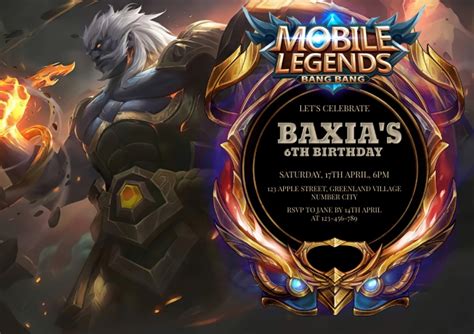 Mobile Legends Birthday Invitation Template Postermywall