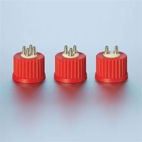 Duran® 2 Port Cap Gl25 Red Pbt Screw Cap Ptfe Insert Stainless Steel Ports Sterile