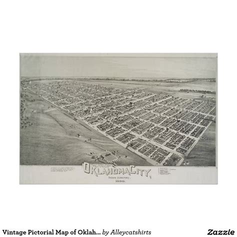 Vintage Pictorial Map Of Oklahoma City 1890 Poster Zazzle