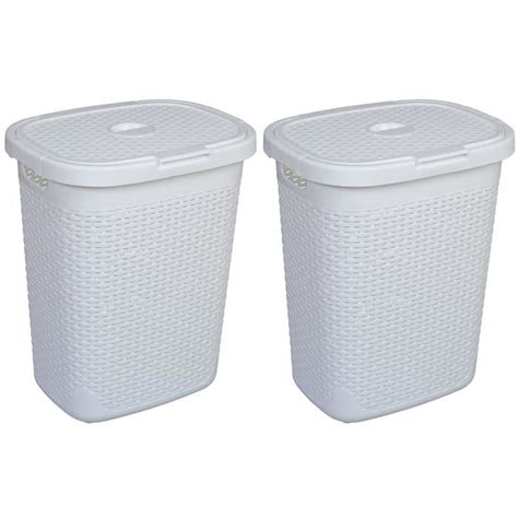 Panier Linge Plastique L Lot De Pcs Style Rotin Blanc Anna