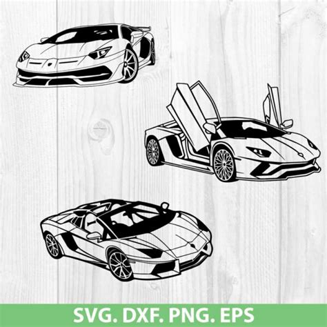 Svj Car Svg Bundle Lamborghini Aventador Svg Png Dxf Eps Cut Files For