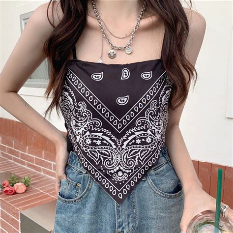 Sexy Women Satin Tie Back Knot Spaghetti Straps Cami Sling Bandana Crop Top Backless Shopee