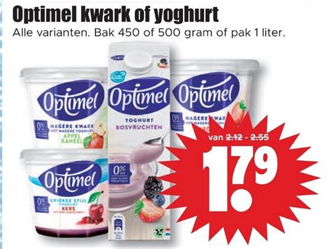 Optimel Kwark Of Yoghurt 450 Of 500 Gram Of Pak 1 Liter Aanbieding Bij Dirk