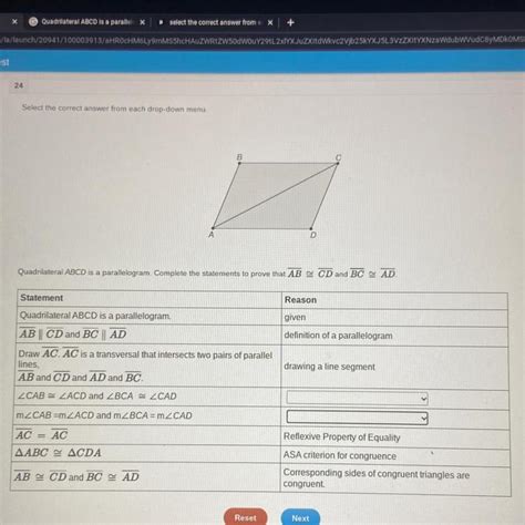 FREE Please Help Quadrilateral ABCD Is A Parallelogram Complete