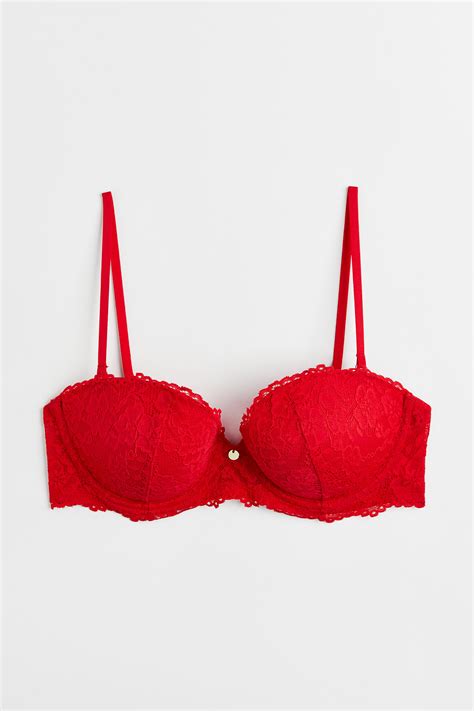 Push Up Balconette Bra Red Ladies Handm Gb