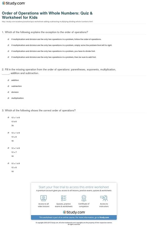 Order Of Operations Worksheets With Answers Grade 6 Printable Calendars At A Glance