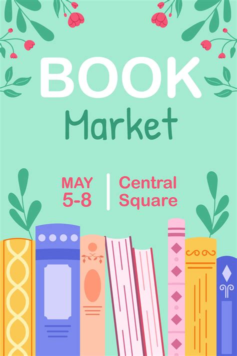 Publicidad Modelo Para Literario Evento Mercado Con Resumen Libros Y