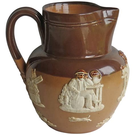 Royal Doulton Lambeth Farming Scene Jug Or Pitcher Stoneware Circa