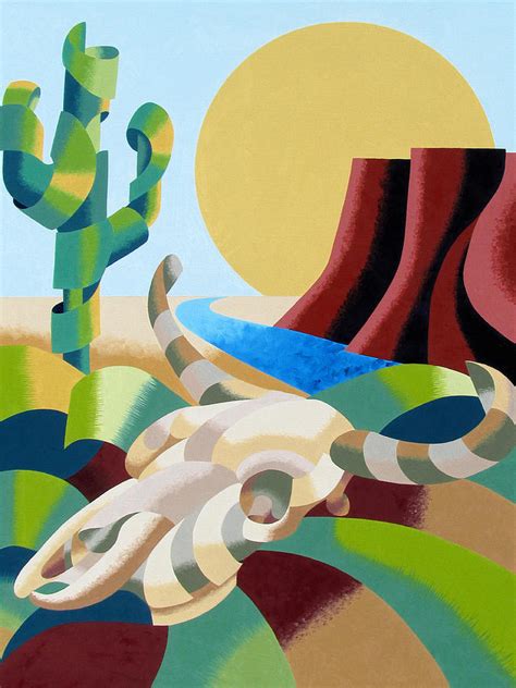 Abstract Futurist Soutwestern Desert Landscape Oil Painting Painting by ...