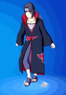 an animated image of a woman in a long black coat with red hoodie on