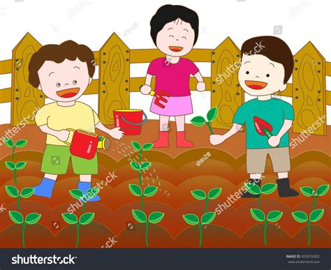 Kids Planting Seeds Cartoon