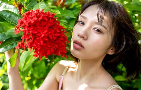 Обои Asian Model Flower Woman Nude Naked Pretty Japanese на