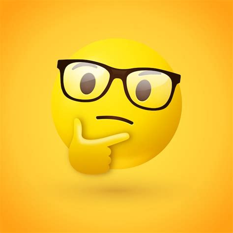 Premium Vector Clever Or Nerdy Thinking Face Emoji