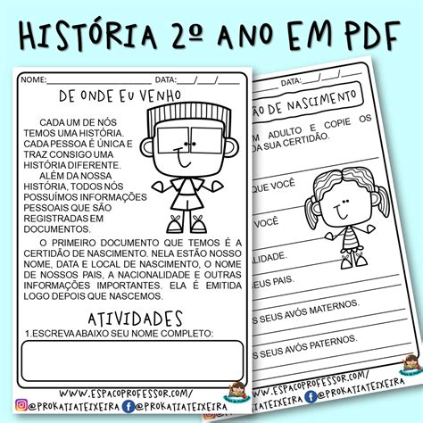 Atividades De Hist Ria Ano Em Pdf De Onde Eu Venho Atividades De