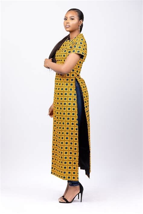 African Prints Ankara T Shirt Dress With Side Splits In Midi Length I Afrikrea