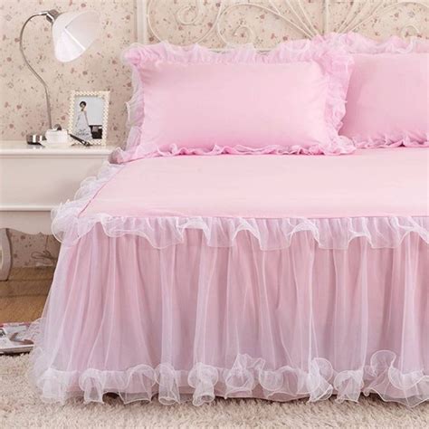 Boudoir Style Ruffled Bed Skirt 5 Colors Bedskirt Lace Bed Skirt