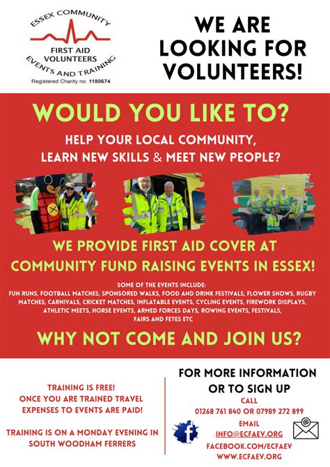 Volunteer With Us Esmunity First Aid Events Volunteers